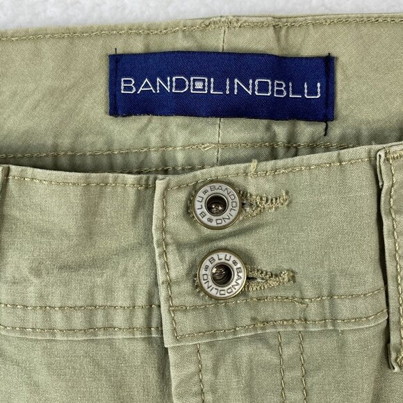 Bandolino Blu Pants Womens 8 Green Straight Crop High‎ Rise Stretch Dbl Button - Picture 4 of 15